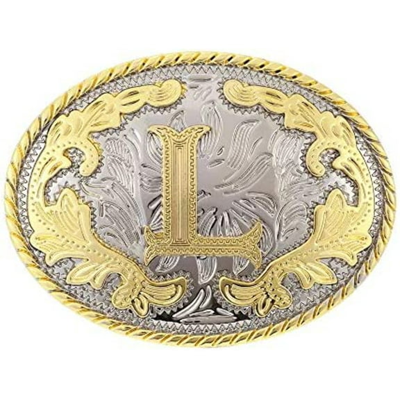 Unisex Western Belt Buckle Initial Letters ABCDJST to Z Cowboy Rodeo Medium Gold Belt Buckles