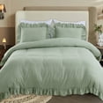 thumbnail image 3 of Twin Ruffled Duvet Cover, 2 Pcs (1 Duvet Cover, 1 Pillowcases), Soft Washed Microfiber, Country Duvet Cover Set, Breathable Duvet Cover Set, 3 of 7