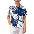 thumbnail image 7 of WUANDIXFA Hawaiian Shirts for Boys, Button Down Short Sleeve Tropical Print, Kids Summer Beachwear Tops 7-14 Years (Blue, 11-12 Years), 7 of 7