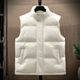 thumbnail image 2 of BiZtdJrK Mens Big and Tall Puffer Vest Lightweight Sleeveless Zip Up Windproof Vests Casual Solid Color Stand Collar Workwear Jackets Prime Sales Today Clearance White XXXXXL, 2 of 7