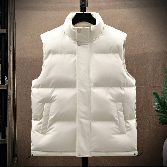 Big and Tall Sleeveless Jackets for Men Casual Puffer Vest Sleeveless Down Jackets Warm Cozy Winter Outerwear with Pockets
