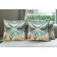 thumbnail image 2 of Ambesonne Lake Throw Pillow Cover Pack of 4, Calm Mountains Scenery Botany, 4 Pcs-20" x 20", Pale Teal Tan and Brown, 2 of 5