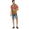 thumbnail image 4 of Stylore Men's Hawaiian Shirt Short-Sleeve Button-Down Bright Big Hibiscus Orange 2XL, 4 of 6