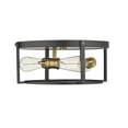 thumbnail image 2 of Z-Lite 723F15-BRZ-HBR Halycon Restoration 3 Light Flush Mount - Bronze & Heritage Brass, 2 of 6