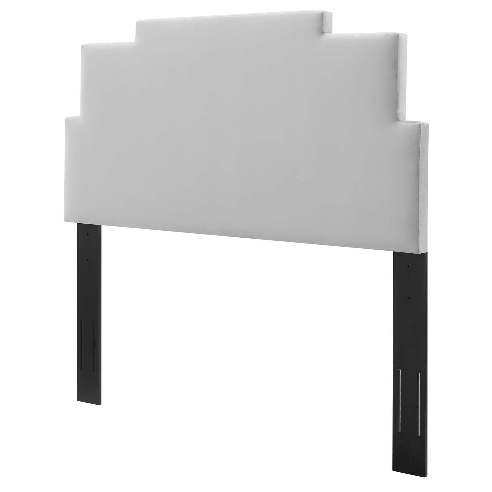 Headboard, King Size, Velvet, Light Grey Gray, Modern Contemporary