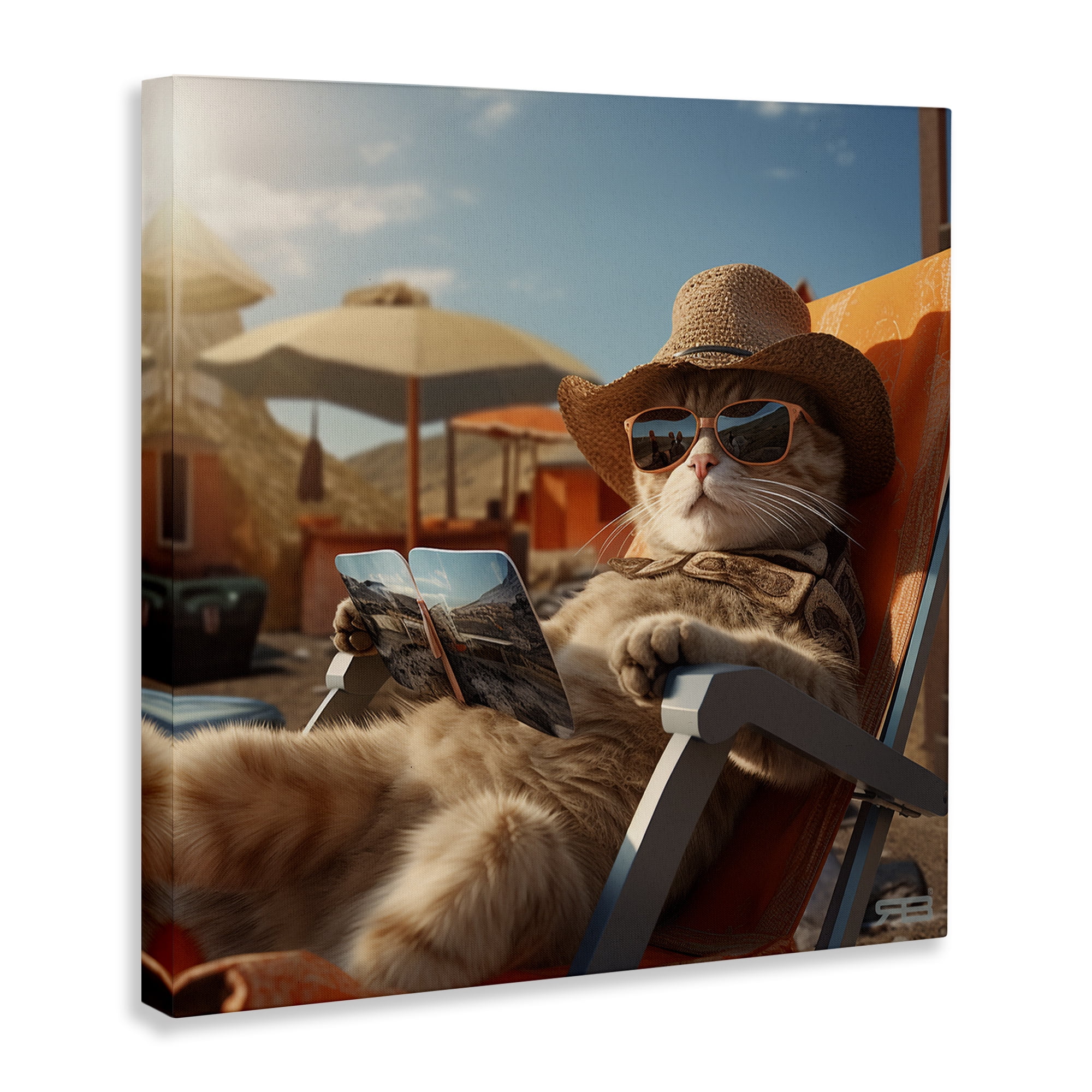 Stupell Industries Relaxing Cat Lounge Chair Animals Painting Wrapped Canvas Art Print Wall Art, 24 x 24