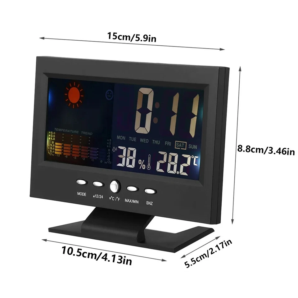 KNACK - Led Digital Alarm Clock Snooze Calendar Thermometer Hygrometer Weather Display