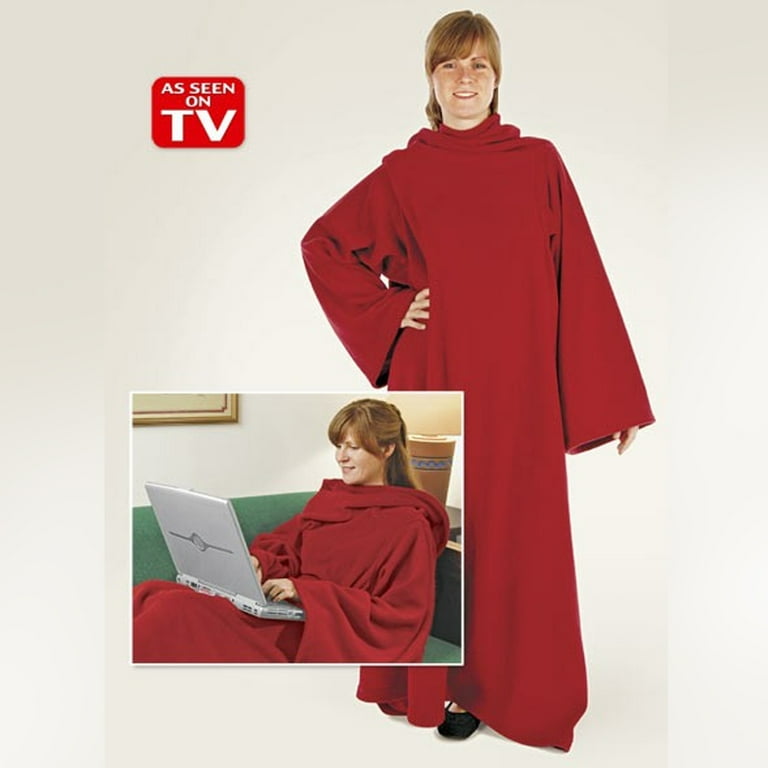 Cozy As Seen on TV Cozy Warm Fleece Throws Blanket with Sleeves Washable Adults Red Large Walmart