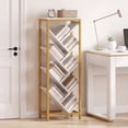 thumbnail image 4 of Costway Tree Bookshelf 9-Tier Freestanding Bookcase Corner Narrow Display Shelf for Home White & Gold, 4 of 10