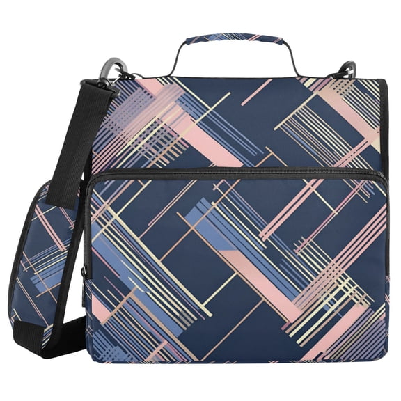 FORMRS Zipper Binder with Shoulder Strap 2-inch Ring 500 Sheet Capacity File Bag, Black Stripes