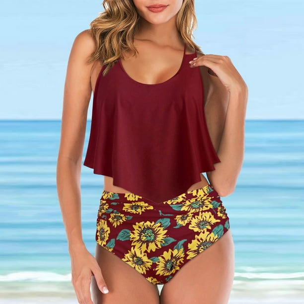 Noarlalf high waisted bikini Women Vintage Swimsuit Two Piece Retro