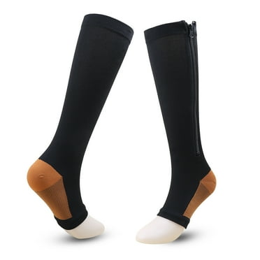 compression zipper socks long calf stretch socks compression socks-black-XXL-Copper style
