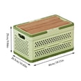 thumbnail image 3 of Folding Outdoor Picnic Basket, Portable Handheld Storage Box with Wood Grain Lid, Beige and Green, for Camping, Home, Toys, Snacks and Household Organization, 3 of 7