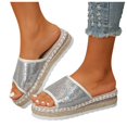 thumbnail image 3 of Bmisegm Women's Summer New Round Head Sequin Line Fashion Women's Platform Slippers Womens Sandals Summer White 7, 3 of 5