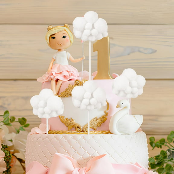 FRCOLOR 5Pcs Cloud Shape Cake Picks White for Party Cake Decoration and Dessert Toppers