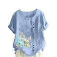 thumbnail image 1 of Birdeem Womens Summer Oversize Casual Round-Neck Short Sleeve Flower Printing Loose Shirt Tops, 1 of 5