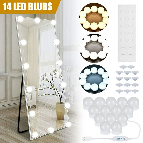 TSV 22ft Hollywood Makeup Mirror Light, 14 LED Vanity Lights 3 Colors for Bedroom Dressing Table