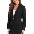 thumbnail image 4 of INSPIRE CHIC Women's Long Sleeve Lapel Collar Button Pockets Suit Jacket Work Blazer, 4 of 5
