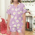 thumbnail image 2 of THDHVS Toddler Girl Clothes Summer Small Print Short Sleeve Night Clothes Home Wear Clothes Suit for Kids Purple 12-13 Years, 2 of 5