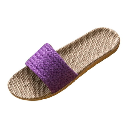 

ASEIDFNSA Summer Things Hard Bottom Slippers for Women Wide Women s Summer Fashion Indoor And Outdoor Non Slip Comfortable Woven Linen Slippers