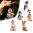 thumbnail image 3 of Christmas Tree Ornaments Acrylic 2D Round Holiday Decor Set 5 Pieces With Attached Ribbon For Indoor Outdoor Use, 3 of 3