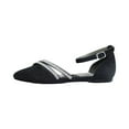 thumbnail image 3 of FUZZY Hallie Women Wide Width Open Shank Pointed Toe Buckle Ankle Strap Flats BLACK 5, 3 of 6