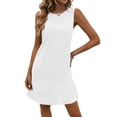 thumbnail image 2 of VBVC Women's Sleeveless Textured Swing Dress,Ladies Crew Neck Casual A-Line Mini Dress,Loose Fit Summer Tank Dress for Women,White,S-2XL, 2 of 9