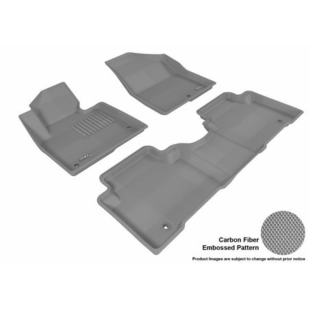 3D MAXpider 2013-2017 Hyundai Santa Fe Sport Front & Second Row Set All Weather Floor Liners in Gray with Carbon Fiber