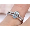 thumbnail image 2 of HeartsAndYou 1.3ct Natural Blue Aquamarine Bridal Set Engagement Ring 14k SOLID White Gold, 2 of 9