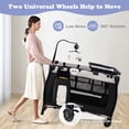 thumbnail image 2 of INFANS 3 in 1 Pack and Play, Portable Travel Baby Crib Bassinet with Detachable Mattress, Newborn Changing Table, Foldable Playpen with Carry Bag and 2 Wheels, 2 of 6