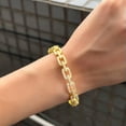 thumbnail image 6 of Brilliant CZ Geometric Round Cuban Chain Link Bangle White Gold Plated Lady Gift, 6 of 9