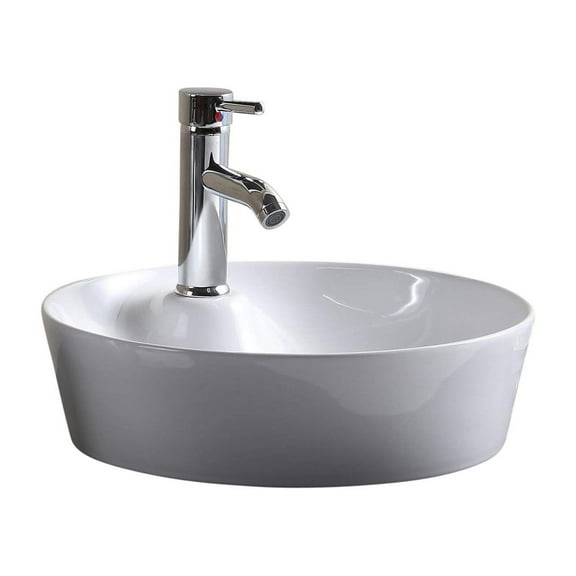 Modern Vitreous China Circular Vessel Bathroom Sink