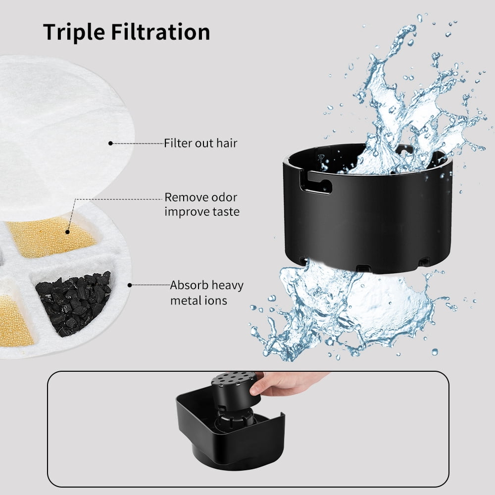 Marchul 2.3 Gallon Automatic Pet Waterer, Gravity Stainless Steel with 3 Replacement Filters for Dogs, 100% BPA Free, Large Capacity, 8.6L