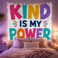 thumbnail image 2 of Kind Is My Power Message on Color Letters, Inspirational Retro Style for Rainbow Decor Lovers, Positive Wall Decor, Friendship Gift, Tapestry Wall Hanging for Classroom and Dorm, 2 of 7