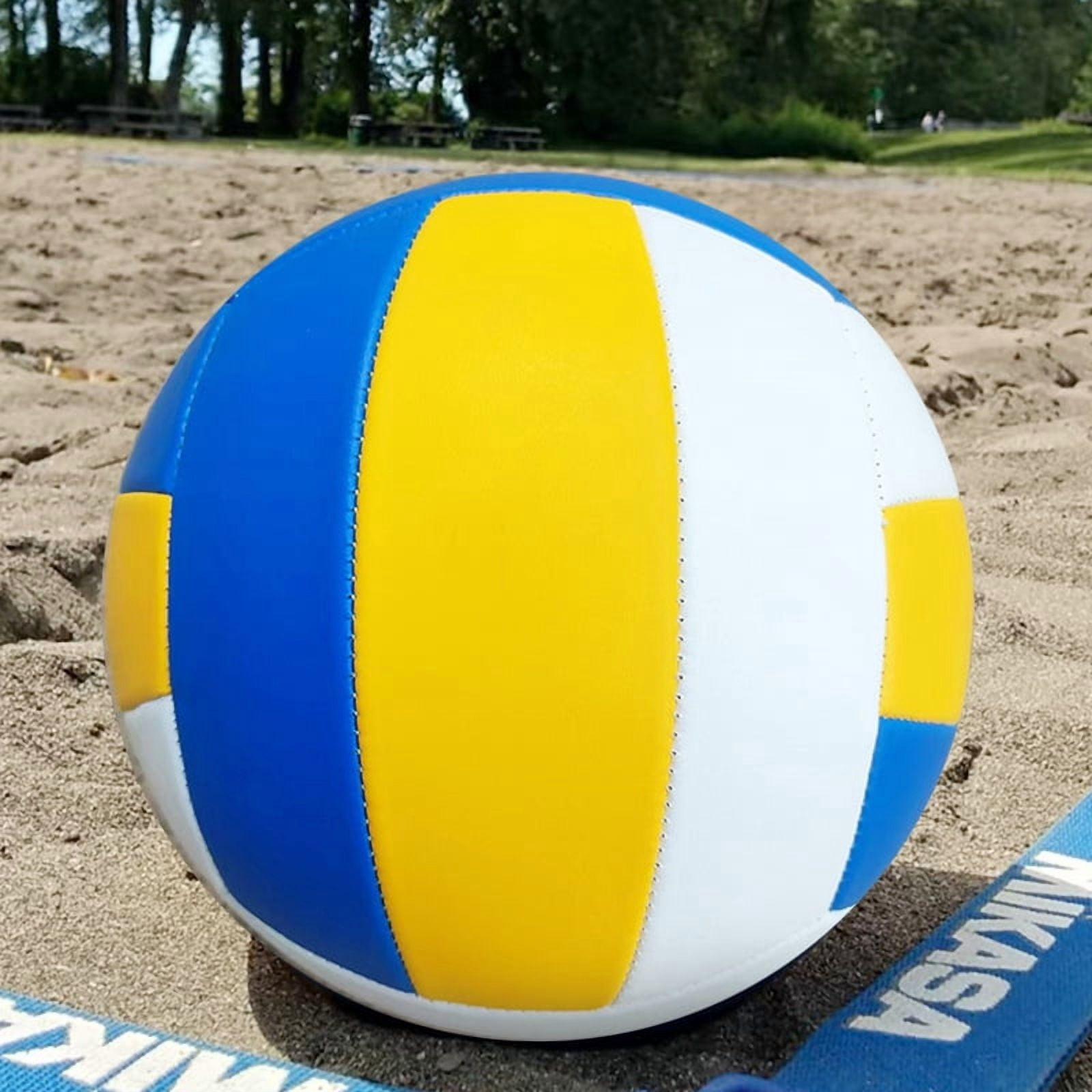 Customized volleyball for the high school entrance exam, in-stock wholesale, machine-sewn PVC, for junior high school competition and training, blue, yellow, white, hard type, size 5 volleyball