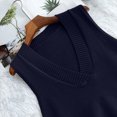 thumbnail image 5 of Wyongtao Womens V Neck Sweater Vest Ribbed Knit Solid Color Sleeveless Blouse Irregular Hem Casual Fall Tank Tops (Free Size, Navy), 5 of 5