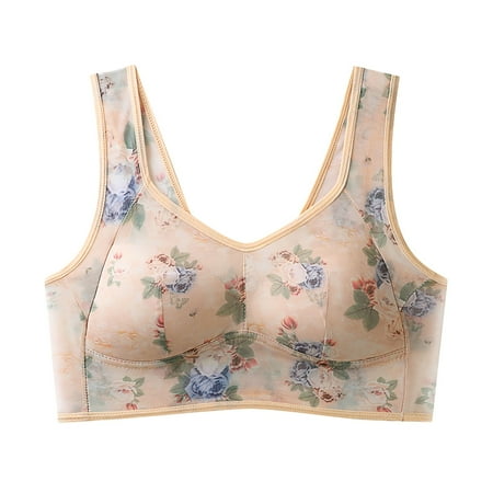 Baodmurt No Underwire Bras for Women Lounge & Sleep Adaptive Wireless Lingerie  Underwear  Beige 42BC