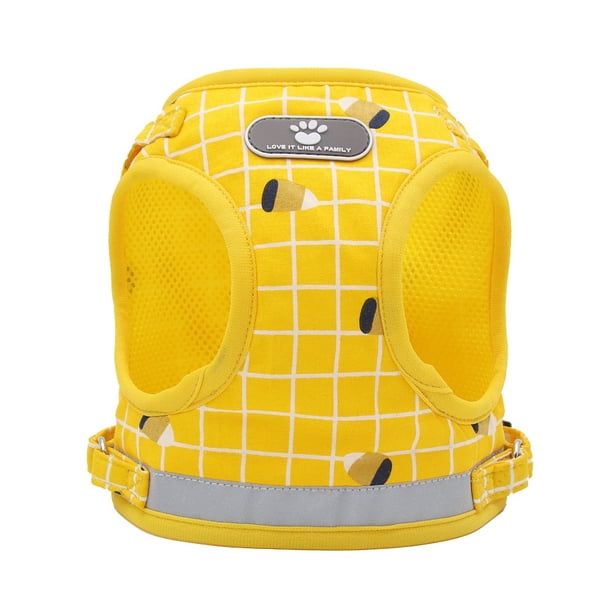 Arnés de pecho para mascotas tipo chaleco, correa reflectante para perros, arnés de pecho y espalda para gatos, suministros para mascotas, amarillo (XL)