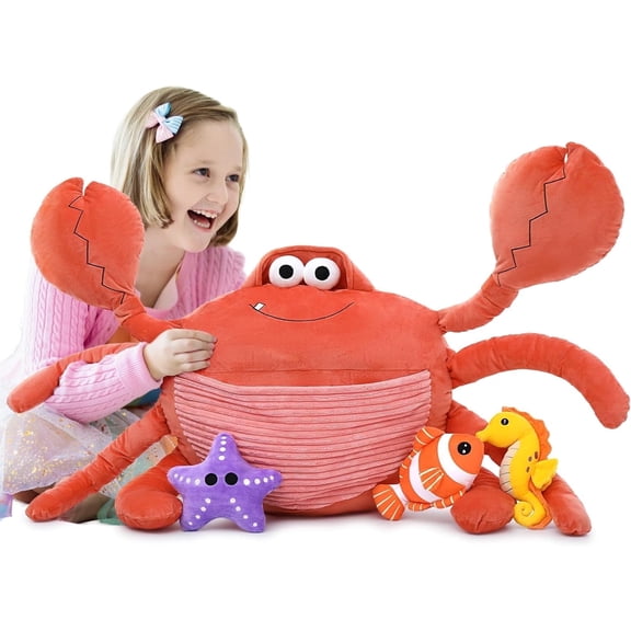 MaoGoLan 39" Crab Stuffed Animal 1 Seahorse, Starfish, Clownfish Plush Toy