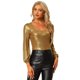 thumbnail image 1 of Camiseta de fiesta Allegra K con cuello redondo y manga de obispo Dorado XS, 1 of 6