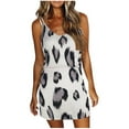 thumbnail image 1 of Summer Dresses for Women 2022, Beach Dresses Women Spaghetti Sleeveless V Neck Striped Splicing Sling Strap Dress Leopard Printed Summer Casual Mini Dresses, 1 of 4