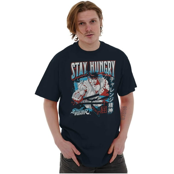 Street Fighter Ryu Stay Hungry Men's Graphic T Shirt Tees Brisco Brands S