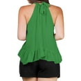 thumbnail image 6 of Otntypg Halter Tank Tops for Women Dressy Casual Summer Sleeveless Adjustable Tie Neckline Ruffle Hem Beach Tunic Vest Loose Flowy Elegant Blouse Green XL, 6 of 8