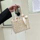 thumbnail image 4 of Bolso Mano Portátil Tejido Hecho A Mano para Playa Bolso Tipo Cesta Con Cinta Ratán (Beige), 4 of 9