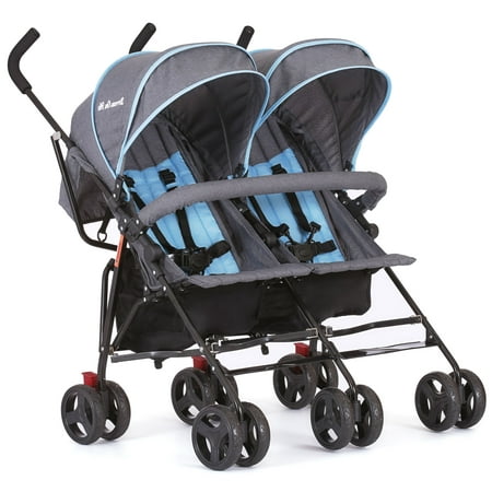 Dream On Me, Volgo Twin Umbrella Stroller In Blue and Dark (Best Rated Twin Strollers)