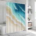 thumbnail image 6 of Teal Gradient Ocean Shower Curtain, Waterproof Shower Curtains for Bathroom, Ombre Watercolor Coastal Beach Waves Washable Fabric Bathtub Curtain Set Bath Decor with 12 Hooks 48"x72", 6 of 8