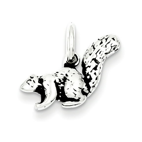 925 Sterling Silver Solid Oxidized Squirrel Charm 13x17mm Wide Pendant Necklace for Women