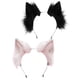 thumbnail image 1 of 2 piezas lindo oreja pelo aro fiesta  orejas diadema negro y rosa jinwen sombreros de cosplay, 1 of 8