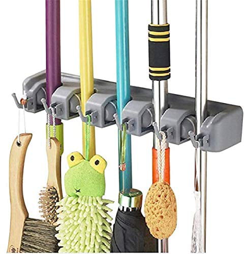 3pcs Broom Mop Holder,cheerfullus Wall Mounted Mop Broom Organizer Self Adhesive Bathroom Kitchen Hanger Rack with Spring Clip