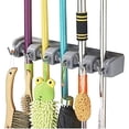 thumbnail image 2 of Broom Holder Wall Mount - Self Adhesive Mop Broom Rack Stainless Steel Wall Utility Racks and Hooks for Laundry, Kitchen, Garden, Garage Organizing Gray, 2 of 6